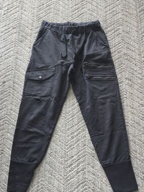 Killstar Black Cargo Jogger Pants with Zip Details